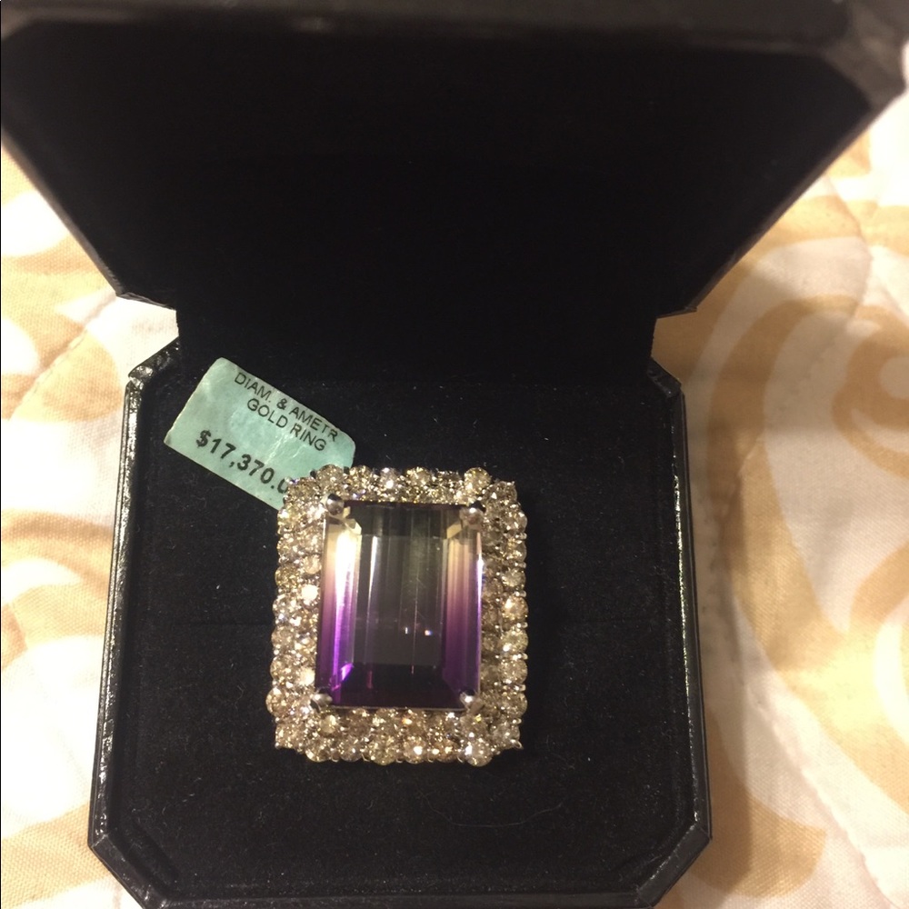 Diamond and Ametrine ring. Never worn.